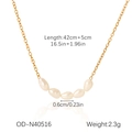 Details einer 18K vergoldeten Edelstahlkette mit 42cm Länge und fünf echten Perlen - Natürliche Süßwasserperlenkette (OD-N40516)
