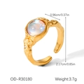 Detailed view of the moonstone ring with irregular hammered texture and gold finish - Artificial Moonstone Irregular Hammered Style (OD-R30180)
