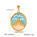 Dimensioni e peso del ciondolo a coda di balena con smalto blu e finitura in oro - Stile Coda di Balena Ondulazione Blu (OD-N40551)