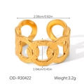 Detailansicht des 18K Blattkettenrings mit Größenabmessungen und Gewichtsspezifikationen - Gold Kettenglied Blatt Geprägt Stil (OD-R30422)