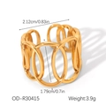 Misurazione dettagliata delle dimensioni con diametro e peso dell'anello ovale dorato - Stile Ovale Vuoto Oro (OD-R30415)