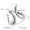 Misure dettagliate di un anello a spirale vintage in acciaio inossidabile largo 2,61 cm - Stile Aerodinamico Argento (OD-R30410-S) / Argento