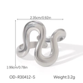 Anello a onda d'argento vista dettagliata con dimensioni e peso di 3,2g - Stile Ondulato Argento (OD-R30412-S)