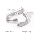 Dettaglio con dimensioni 2,08cm x 1,62cm e peso 2,0g dell'anello in stile lava argento - Stile Lava Argento (OD-R30411-S) / Argento