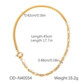 Detailed view of 45cm gold stainless steel mixed chain with dimensions and spring clasp - Figaro Splicing Style (OD-N40554)