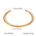 Polished gold stainless steel cuff bracelet showing 7.35cm diameter and 16.0g weight - Simple Round Tubular Style (OD-B20026)