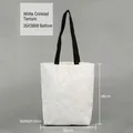 White Tyvek tote bag with black handles and natural crinkle texture, size 35x38x8cm - 35x38x8cm / White Crinkled