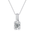Classic 925 sterling silver necklace with one carat moissanite pendant and box chain - (s925 Silver + P11549 - 6.5 Promotion) / Chain Length 40cm + 5cm (extension Chain)