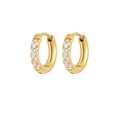 Pendientes huggie dorados con cinco circonitas blancas en diseño de acero inoxidable - 2.5*8mm Dorado (Par)