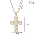 S925 sterling silver gold cross necklace with pavé zircons and 45cm chain - Sugar Cube Style Cross Necklace / Gold