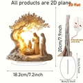 2D flat acrylic nativity scene plaque with holy family and warm yellow light effects - Warm Tree Nativity Scene Style (Stand E) / 20cm