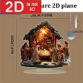 Figurine de crèche de Noël en acrylique 2D avec support circulaire pour cadeau, 20cm - Style Scène De Nativité Écurie Bible (Stand H) / 20cm