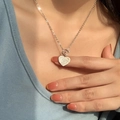Collana con cuore in argento sterling 925 con chiusura a T e pavé di zirconi luminosi - Stile Cuore con Strass (XL1333.)