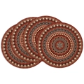 Set of 4 round linen placemats with colorful Aboriginal dot painting mandala patterns - Aboriginal Earth Tone Dot Painting (DCP1-5)