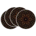 Set of 4 round mandala patterned linen placemats with orange and blue vintage ethnic design - Orange Blue Mandala Radial Pattern (DCP1-17)