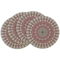 Set of four round linen coasters with colorful mandala geometric prints for dining tables - Brick Red Vintage Mandala Pattern (DCP1-10)