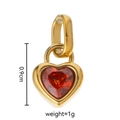 Detail shot of heart-shaped red zircon pendant in gold plating with dimensions of 0.9cm - January Heart (Garnet Red)