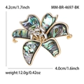 Elegante broche de flor de lirio en concha de abulón dorado con centro de cristal brillante - Estilo Concha de Abulón (MM-BR-4697-BK)