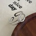 Minimalistischer S925 Sterlingsilber Knotenring mit doppellagigem verstellbarem offenem Band - Einstellbar Offen / Weißgold