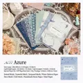 Vintage craft paper set in teal blue theme with mixed lace and specialty textures - Aqua Blue
