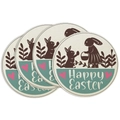 Set of 4 round linen placemats featuring a festive Happy Easter bunny and heart design - Placemat Set / Happy Easter Silhouette Hearts (ECP1-018)