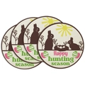 Set of 4 round linen placemats with Easter bunny and egg print for spring table decor - Placemat Set / Happy Hunting Season Eggs (ECP1-019)