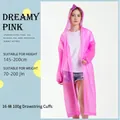 Pink EVA reusable raincoat for adults featuring elastic cuffs and drawstring hood - Pink Adult Drawstring Style [100g 16-mil Frosted Extra Thick]