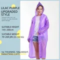 Lilac purple EVA thickened waterproof raincoat with drawstring cuffs for outdoor use - Purple Adult Drawstring Style [100g 16-mil Frosted Extra Thick]
