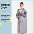 Reusable grey EVA raincoat for adults with drawstring hood and waterproof design - Gray Adult Drawstring Style [100g 16-mil Frosted Extra Thick]