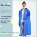 Reusable royal blue EVA raincoat with adjustable hood and elastic cuffs for adults - Dark Blue Adult Drawstring Style [100g 16-mil Frosted Extra Thick]