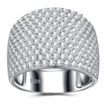 Luxury 925 sterling silver ring with multiple layers of sparkling moissanite pavé stones - US 7