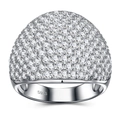 Moissanite pavé dome ring in 925 sterling silver with high-polish silver finish - US 7 / Dome Pave Jewelry Style (R16971 with GRA Certificate)