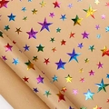 Brown kraft wrapping paper roll with colorful rainbow gradient star patterns - Star / 0.43*3M/Roll
