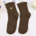 Morbide calze da notte in pile corallo marrone scuro con ricamo a cuore dorato per donna - Taglia unica / Verde Militare