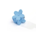 Macro view of light blue matte flower hair claw clip with a silver metal spring - Light Blue