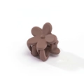 Detailed view of coffee brown matte flower hair claw clip with 45-degree angle - Light Coffee
