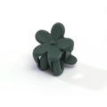 Detail view of small dark green flower hair claw with a matte finish for girls - Dark Green