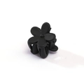 Detailed view of a small matte black flower hair claw clip with five petals for girls - Black