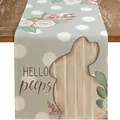 Runner da tavola pasquale con sagoma di coniglio in lino e stampa floreale Hello Peeps - 24 / 33*90cm/55g/lino/striscia