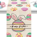 Runner da tavola pasquale in lino con motivi di uova dipinte e orecchie di coniglio - 54 / 33*90cm/55g/lino/striscia