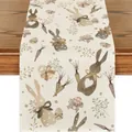 Runner da tavola in lino pasquale con stampa di coniglio e carota per arredo primaverile - 58 / 33*90cm/55g/lino/striscia