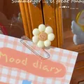 Cute white daisy resin paper clip with smile face for creative office storage - Sunflower