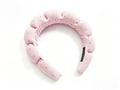 Pink sponge padded headband with white stripes and black polka dots for women - Pink Polka Dot Cloud Headband