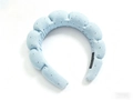 Padded bubble headband in light blue fabric with black polka dots and corduroy texture - Blue Polka Dot Cloud Headband