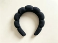 Padded black cloud headband with bubble texture design for volumized hair styling - Black Polka Dot Cloud Headband