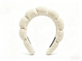 Beige padded sponge headband with brown polka dots and textured fabric finish - Beige Polka Dot Cloud Headband