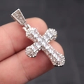Pendente a croce argento hip hop con zirconi cubici quadrati per uomini e donne - Croce Zirconia Trasparente Multi-Trapano