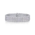 Three-row moissanite tennis bracelet in silver finish with a geometric square clasp - 19cm / Three Row Inlaid Luxury Style (L13762-40)