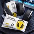Disposable white non-woven headphone covers in individual 2-pack for gaming headsets - Earphone Cover Sanitary Style / White
