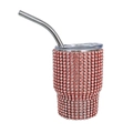 Sparkling rose gold 3oz stainless steel tumbler with white rhinestones and straw - Tapered Leg / Rose Gold